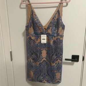 Free People Sundown Blue Embroidered Slip Dress